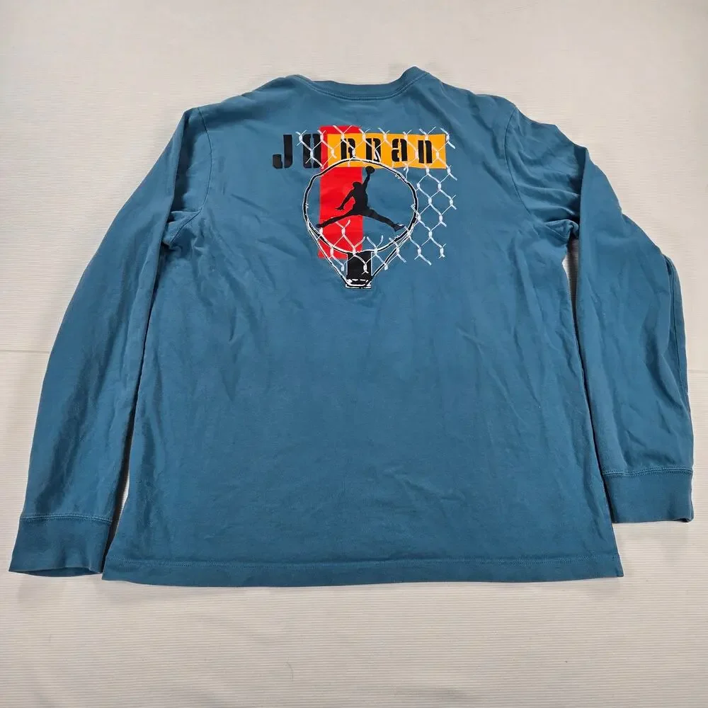 Nike Air Jordan Jumpman DNA Long Sleeve Blue Shirt‎ Men's Size Large